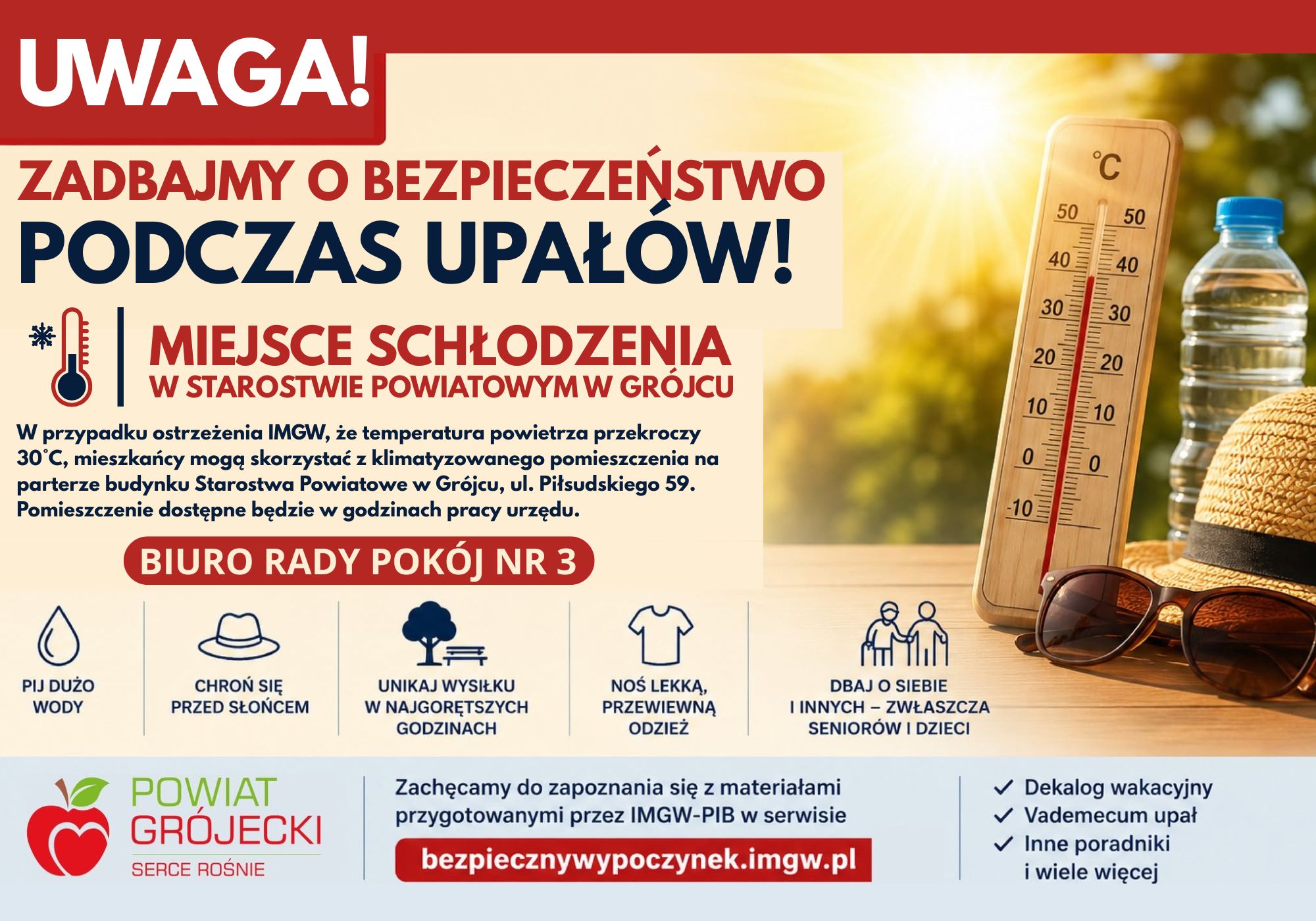 Ikona do artykułu: Miejsce schłodzenia w Starostwie Powiatowym w Grójcu